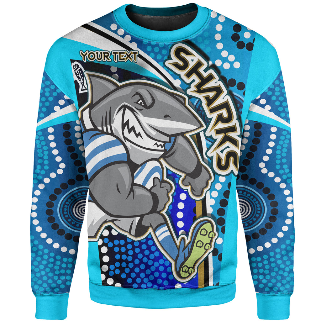 sharks-rugby-sweatshirt-custom-sharks-with-rugby-ball-and-aboriginal-dot-design-blue-background-sweatshirt