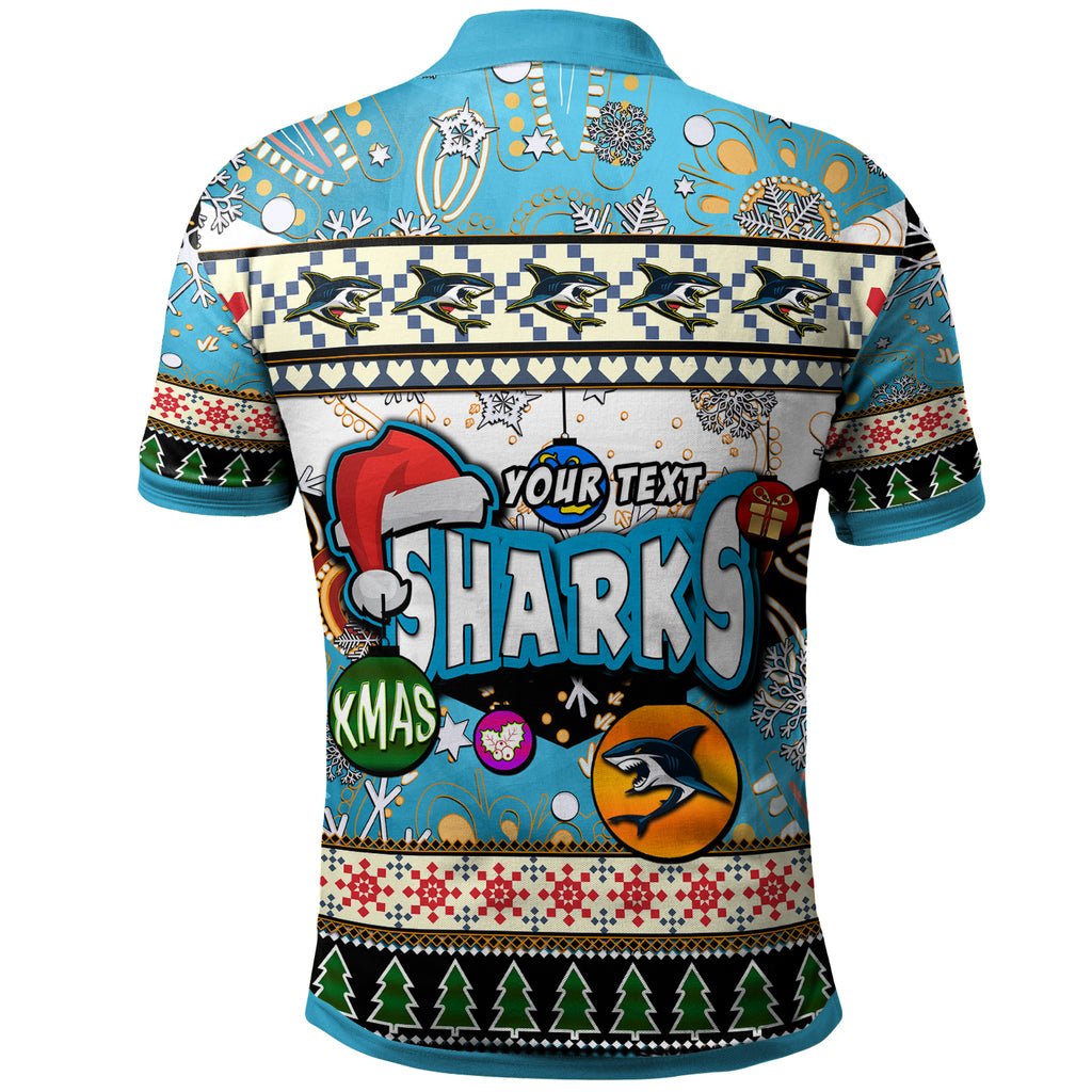 sharks-rugby-christmas-polo-shirt-custom-xmas-sharks-christmas-balls-snowflake-with-aboriginal-patterns-polo-shirt