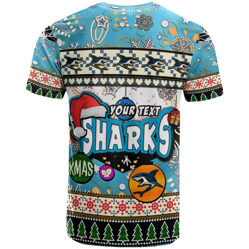 sharks-rugby-christmas-t-shirt-custom-xmas-sharks-christmas-balls-snowflake-with-aboriginal-patterns-t-shirt