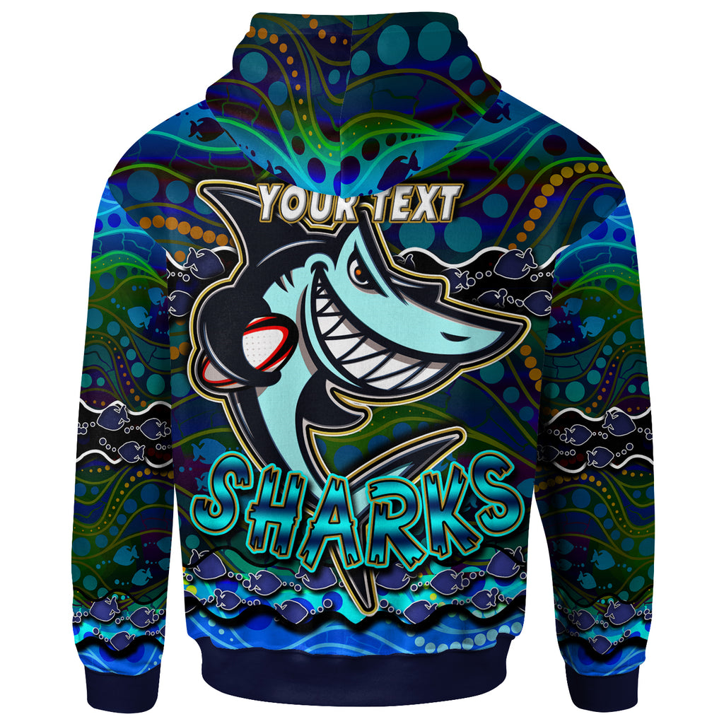 sharks-rugby-hoodie-custom-sharks-rugby-with-fish-aboriginal-style-personalised-player-and-number-hoodie