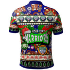 warriors-rugby-christmas-polo-shirt-custom-xmas-warriors-christmas-balls-snowflake-with-aboriginal-patterns-polo-shirt