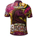 nrlw-broncos-rugby-polo-shirt-custom-broncos-rugby-womens-rugby-league-aboriginal-dot-painting-polo-shirt