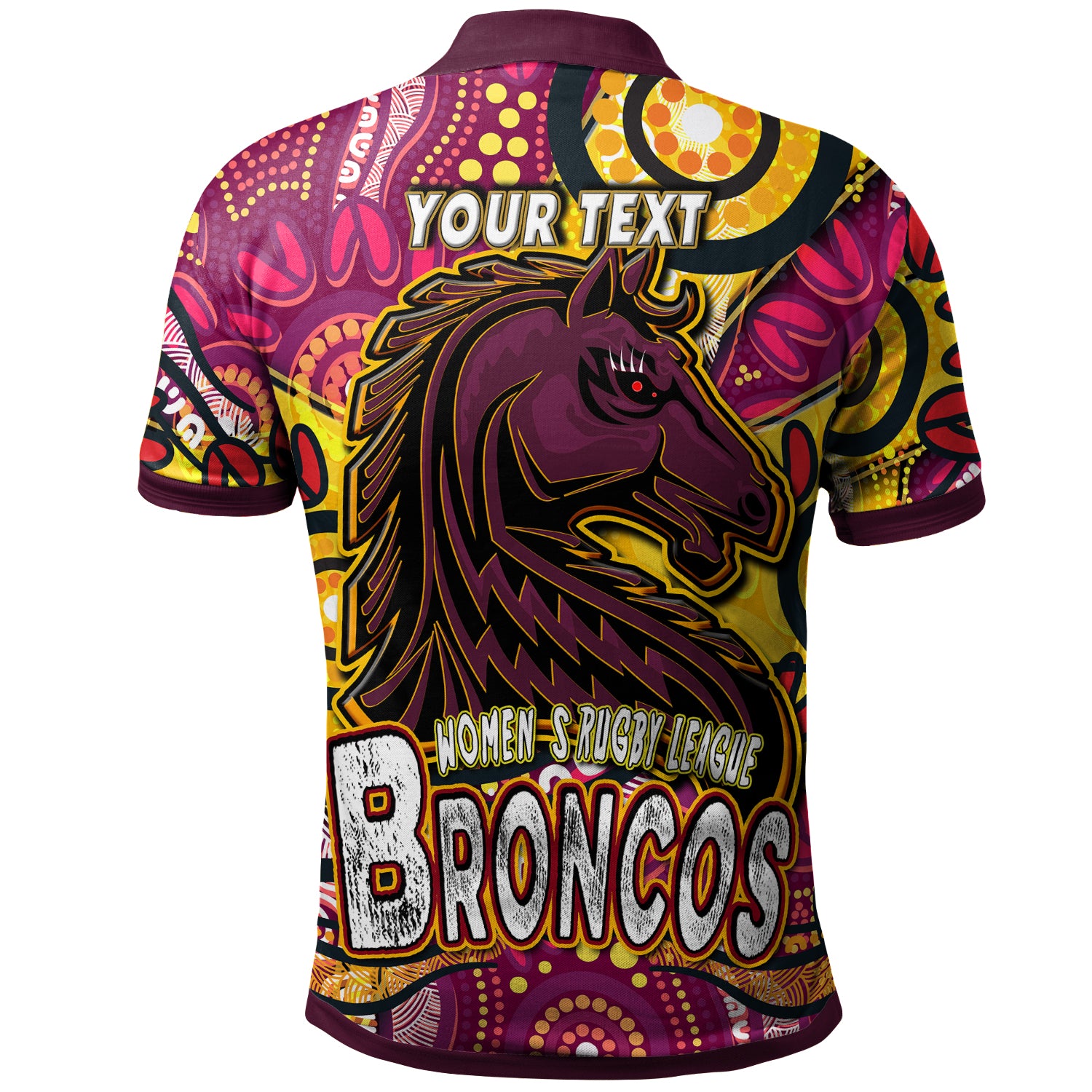 nrlw-broncos-rugby-polo-shirt-custom-broncos-rugby-womens-rugby-league-aboriginal-dot-painting-polo-shirt