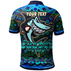 sharks-rugby-polo-shirt-custom-sharks-rugby-with-fish-aboriginal-style-personalised-player-and-number-polo-shirt