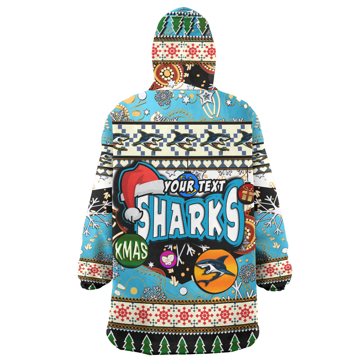 sharks-rugby-christmas-snug-hoodie-custom-xmas-sharks-christmas-balls-snowflake-with-aboriginal-patterns-wearable-blanket-hoodie