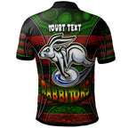 rabbitohs-rugby-polo-shirt-custom-rabbit-aboriginal-style-pattern-personalised-player-and-number-polo-shirt