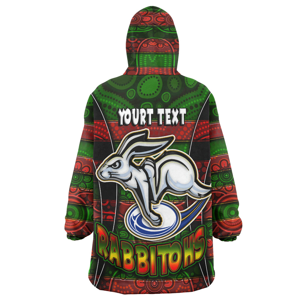 rabbitohs-rugby-snug-hoodie-custom-rabbit-aboriginal-style-pattern-personalised-player-and-number-oodie-blanket