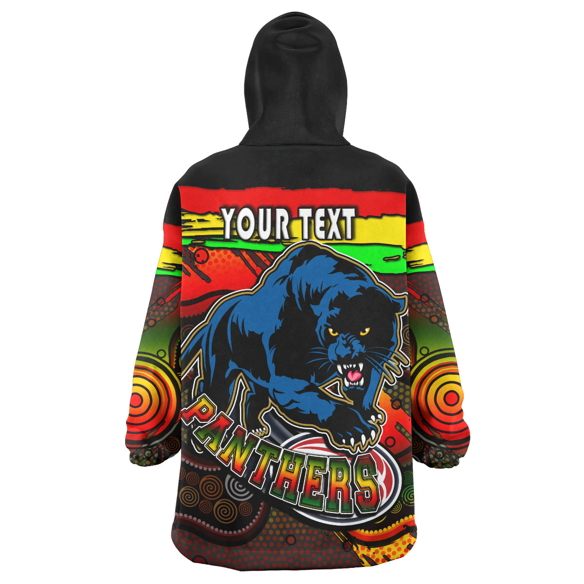 panthers-rugby-snug-hoodie-custom-panther-with-aboriginal-style-of-dot-painting-personalised-player-and-number-oodie-blanket