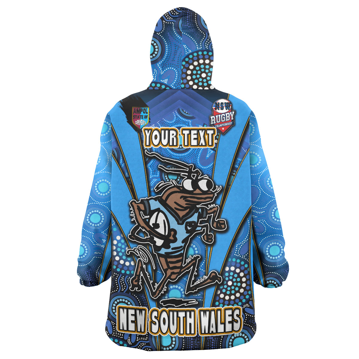 new-south-wales-rugby-league-team-snug-hoodie-custom-new-south-wales-blues-mascot-with-aboriginal-art-state-of-origin-oodie-blanket