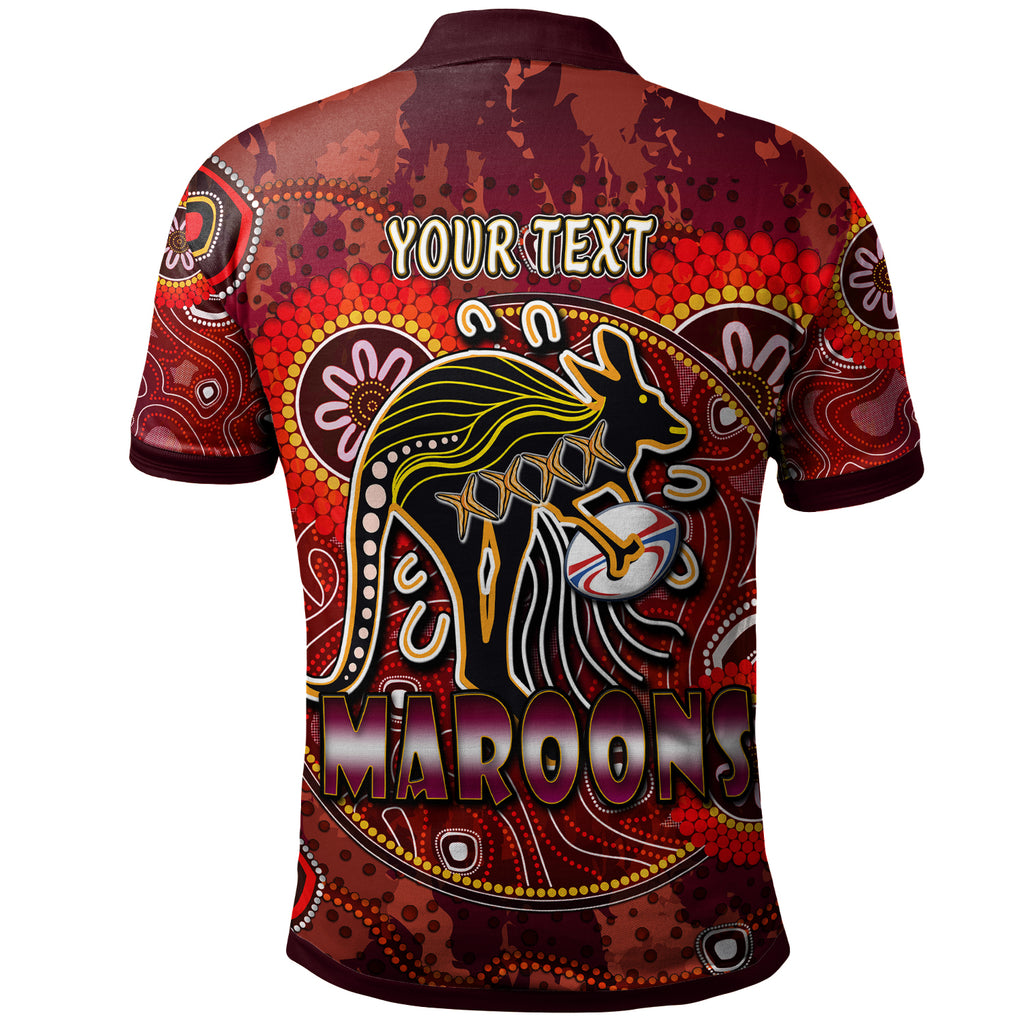 maroons-rugby-polo-shirt-custom-maroons-kangaroo-with-aboriginal-style-of-dot-painting-personalised-player-and-number-polo-shirt
