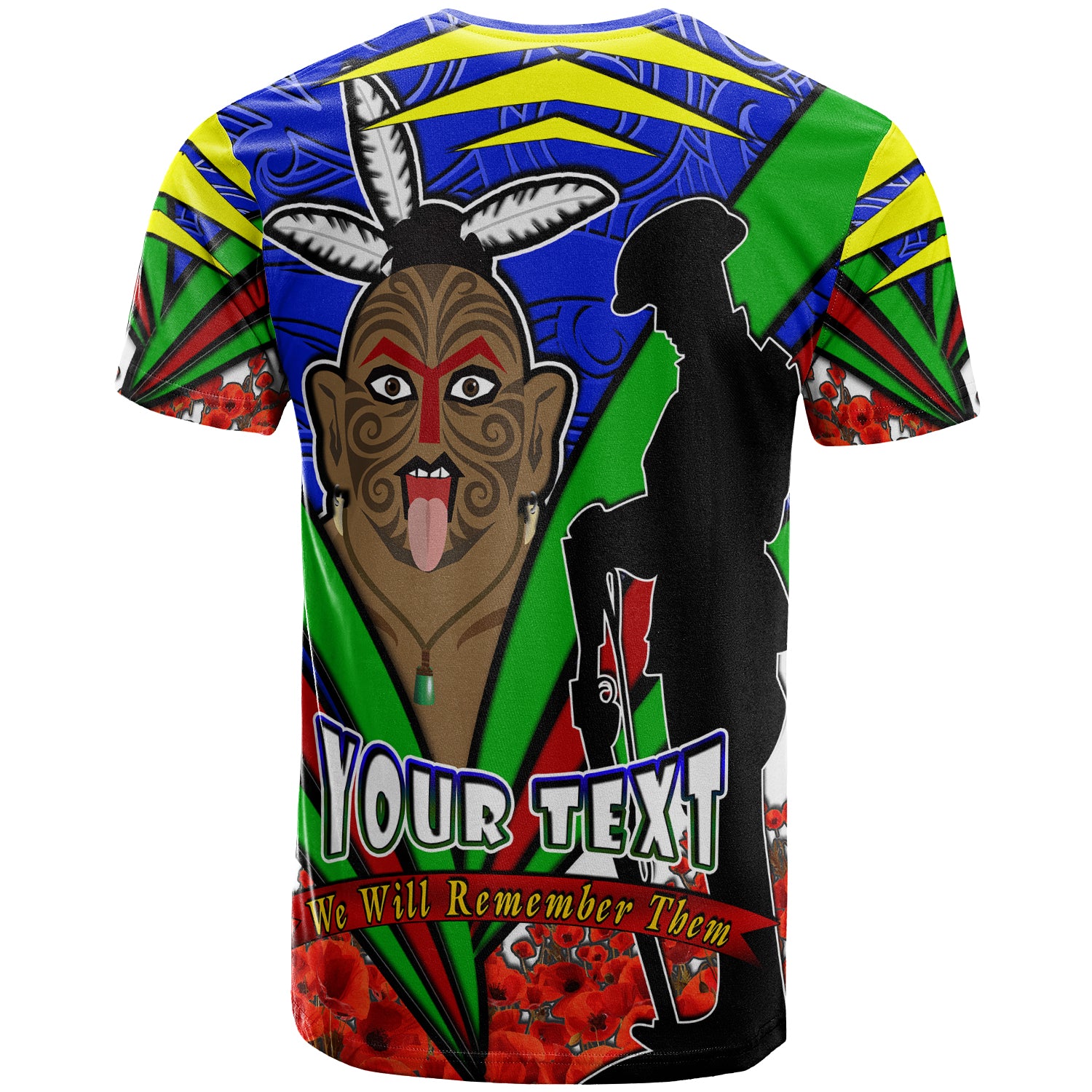 warriors-rugby-t-shirt-custom-warriors-we-will-remember-them-and-poppies-t-shirt