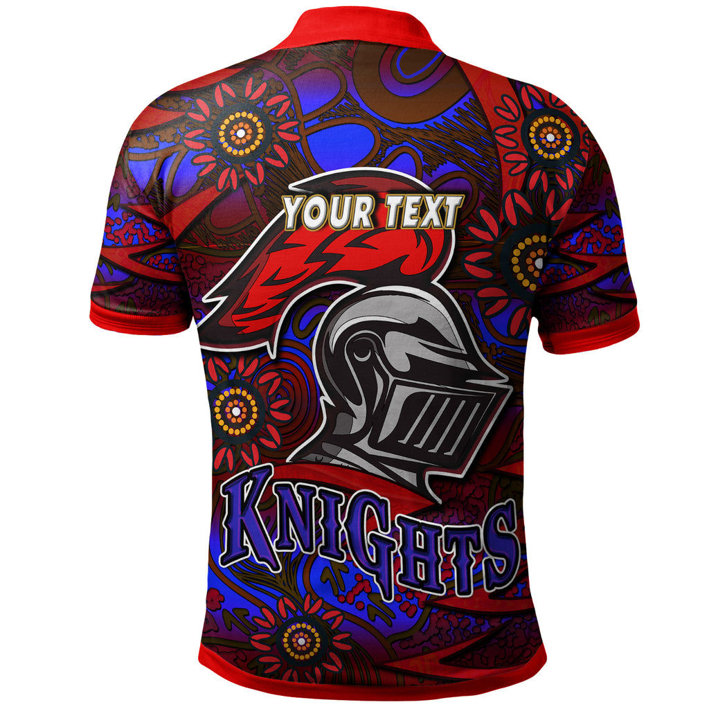 nrlw-knights-rugby-polo-shirt-custom-knights-womens-rugby-league-aboriginal-style-player-and-number-woman-polo-shirt