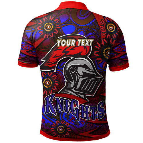 nrlw-knights-rugby-polo-shirt-custom-knights-womens-rugby-league-aboriginal-style-player-and-number-woman-polo-shirt