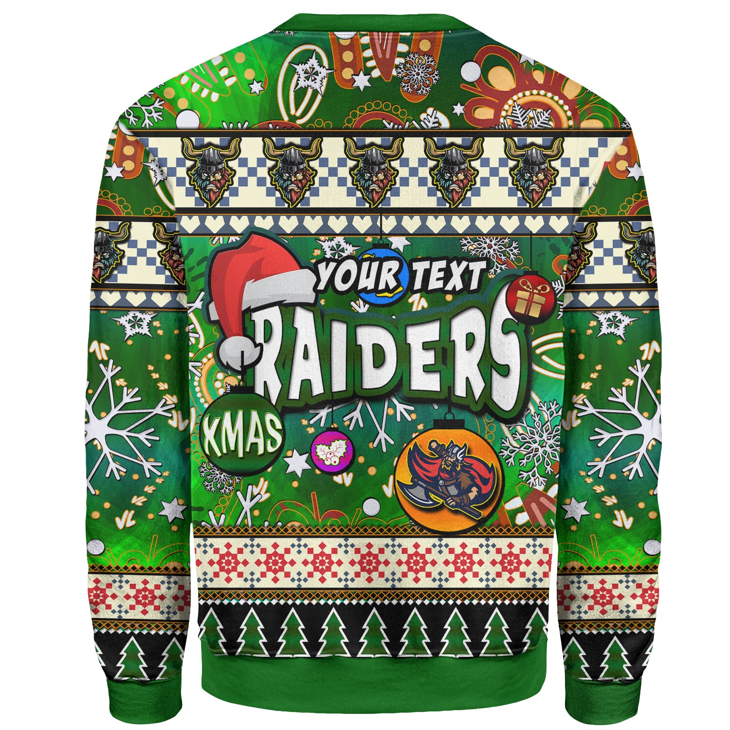 raider-rugby-christmas-sweatshirt-custom-xmas-raider-christmas-balls-snowflake-with-aboriginal-patterns-sweatshirt