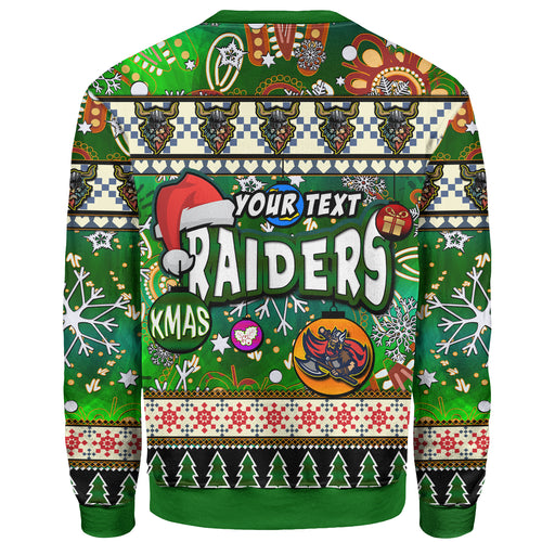 raider-rugby-christmas-sweatshirt-custom-xmas-raider-christmas-balls-snowflake-with-aboriginal-patterns-sweatshirt