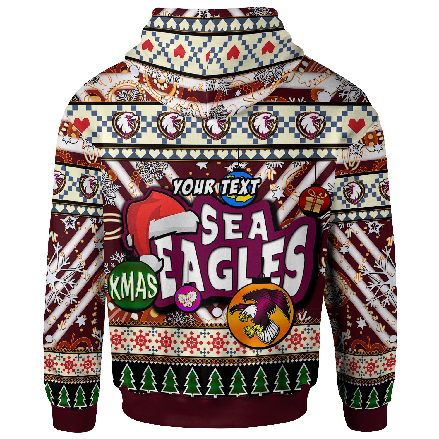 sea-eagle-rugby-christmas-hoodie-custom-xmas-sea-eagle-christmas-balls-snowflake-with-aboriginal-patterns-hoodie