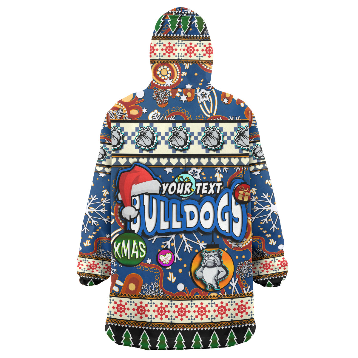 bulldogs-rugby-christmas-snug-hoodie-custom-xmas-bulldogs-christmas-balls-snowflake-with-aboriginal-patterns-wearable-blanket-hoodie