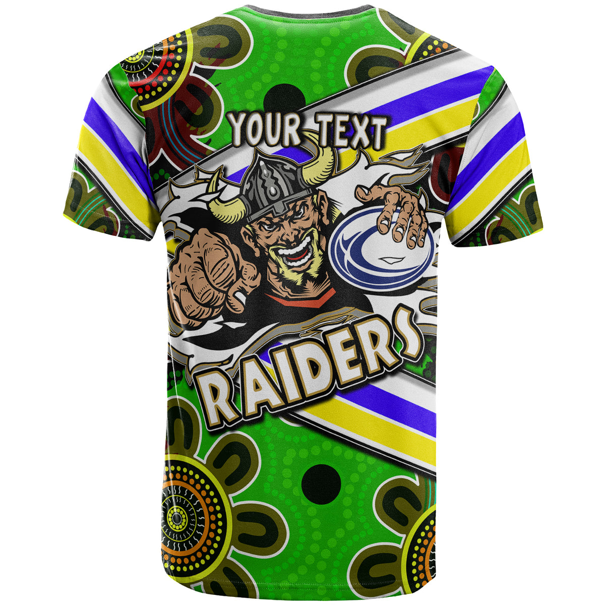 raiders-rugby-t-shirt-custom-raiders-with-rugby-ball-aboriginal-art-personalised-player-and-number-t-shirt