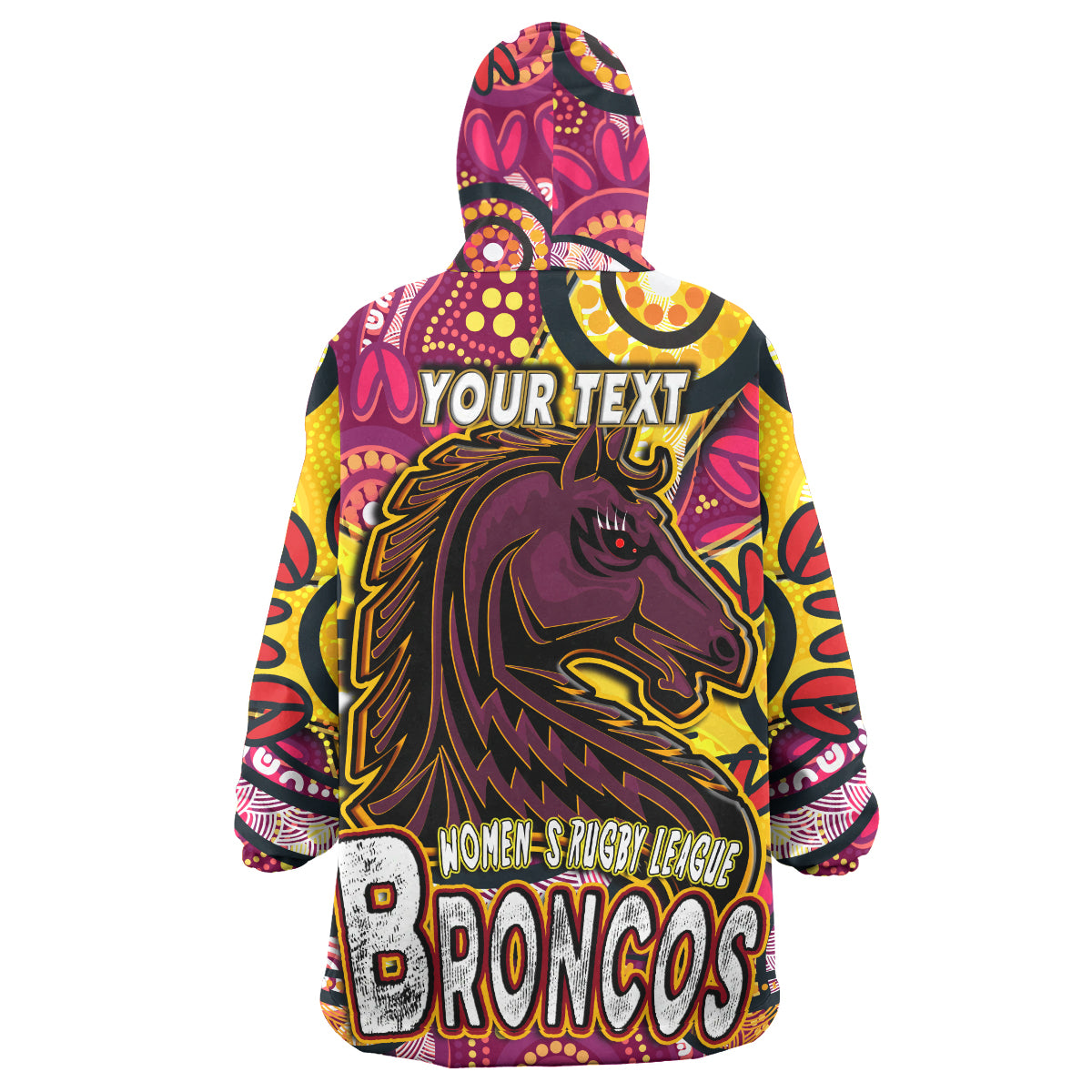 nrlw-broncos-rugby-snug-hoodie-custom-broncos-rugby-womens-rugby-league-aboriginal-dot-painting-woman-oodie-blanket