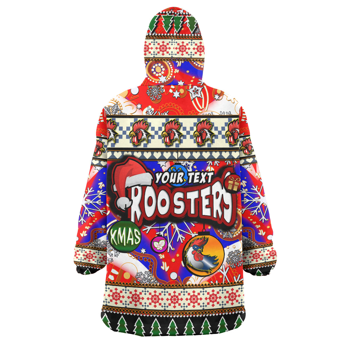 roosters-rugby-christmas-snug-hoodie-custom-xmas-roosters-christmas-balls-snowflake-with-aboriginal-patterns-wearable-blanket-hoodie