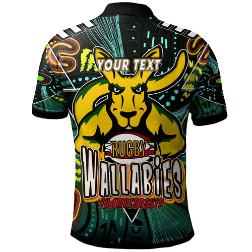 wallabies-rugby-polo-shirt-custom-kangaroo-rugby-championship-sport-aboriginal-culture-personalised-player-and-number-polo-shirt