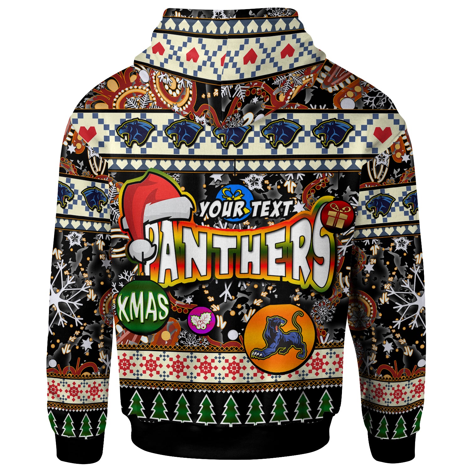 panthers-rugby-christmas-hoodie-custom-xmas-panthers-christmas-balls-snowflake-with-aboriginal-patterns-hoodie