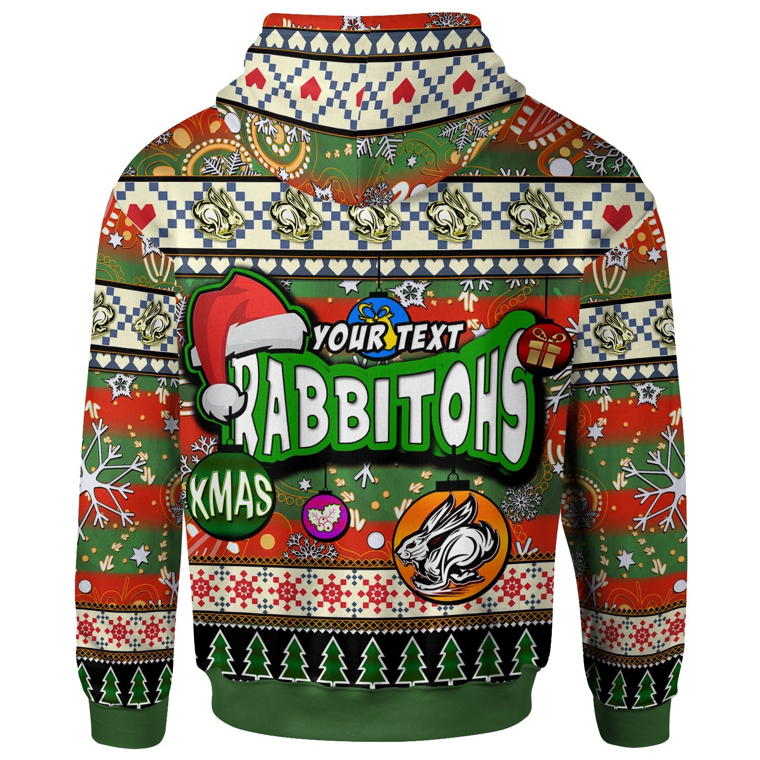 rabbitohs-rugby-christmas-hoodie-custom-xmas-rabbitohs-christmas-balls-snowflake-with-aboriginal-patterns-hoodie