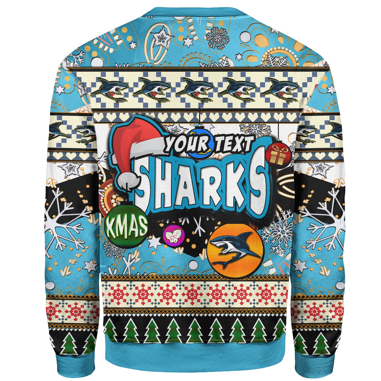 sharks-rugby-christmas-sweatshirt-custom-xmas-sharks-christmas-balls-snowflake-with-aboriginal-patterns-sweatshirt