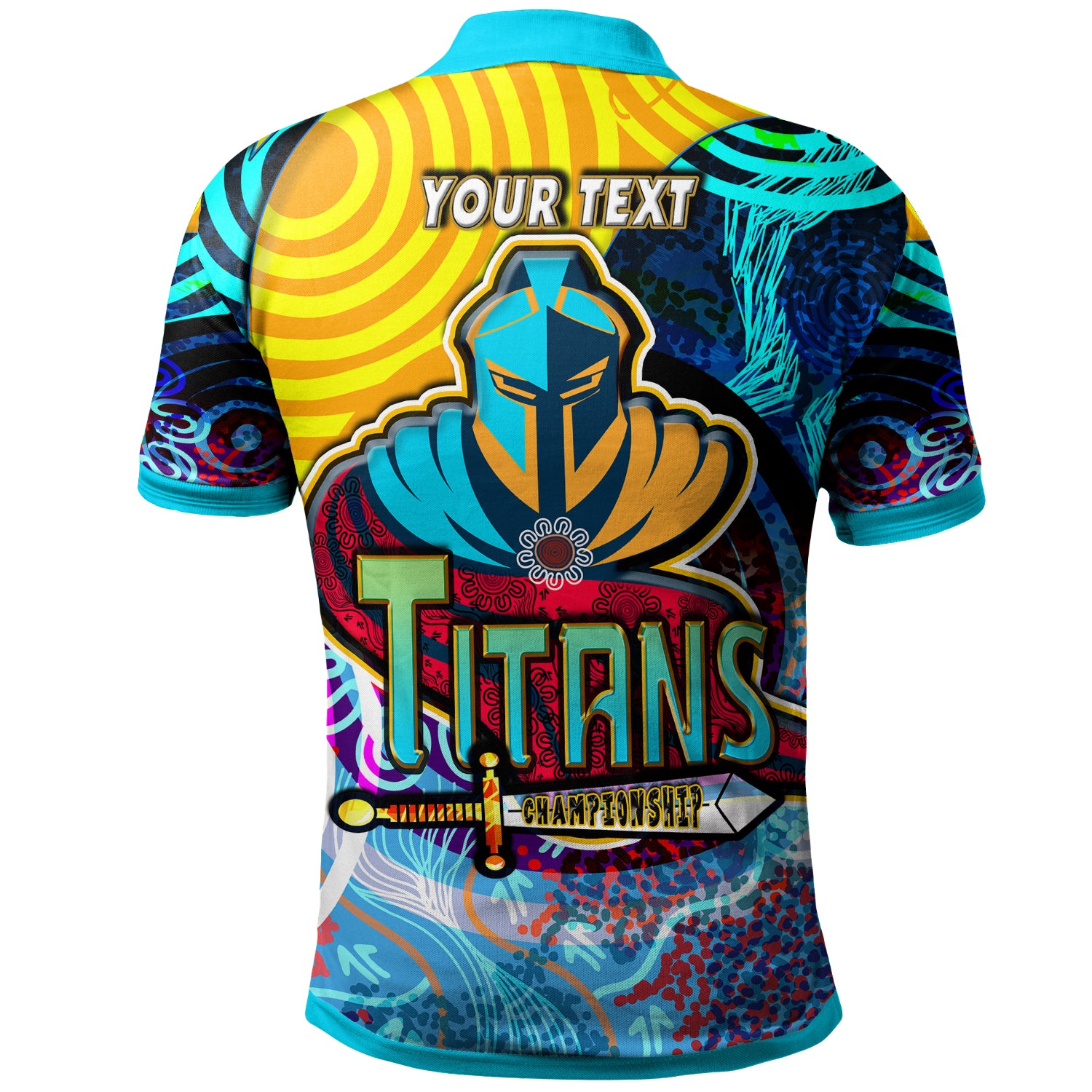 nrlw-titans-rugby-polo-shirt-custom-titans-womens-rugby-league-aboriginal-dot-painting-player-and-number-woman-polo-shirt