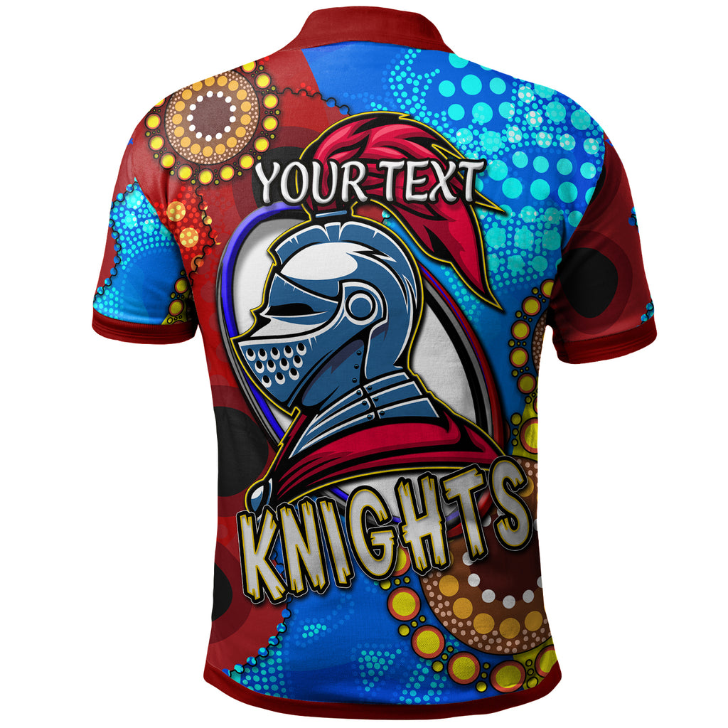 knights-rugby-polo-shirt-custom-knights-ball-australian-aboriginal-painting-personalised-player-and-number-polo-shirt