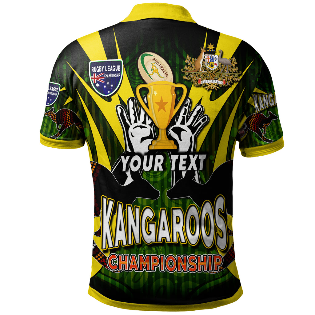 kangaroos-rugby-polo-shirt-custom-kangaroo-rugby-league-coat-of-arms-aboriginal-culture-personalised-player-and-number-polo-shirt