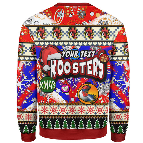 roosters-rugby-christmas-sweatshirt-custom-xmas-roosters-christmas-balls-snowflake-with-aboriginal-patterns-sweatshirt