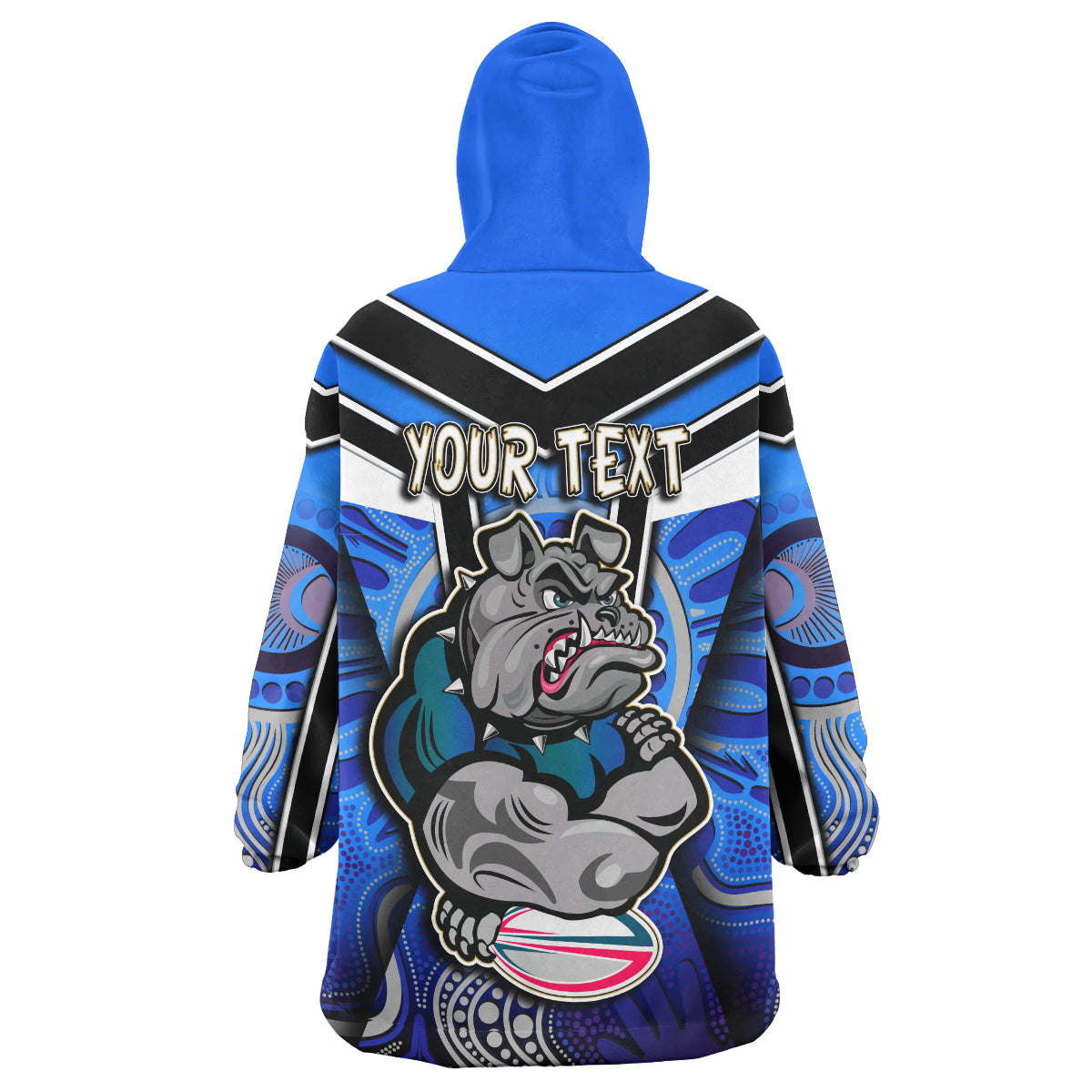bulldogs-rugby-snug-hoodie-custom-bulldog-rugby-ball-with-aboriginal-pattern-personalised-player-and-number-oodie-blanket