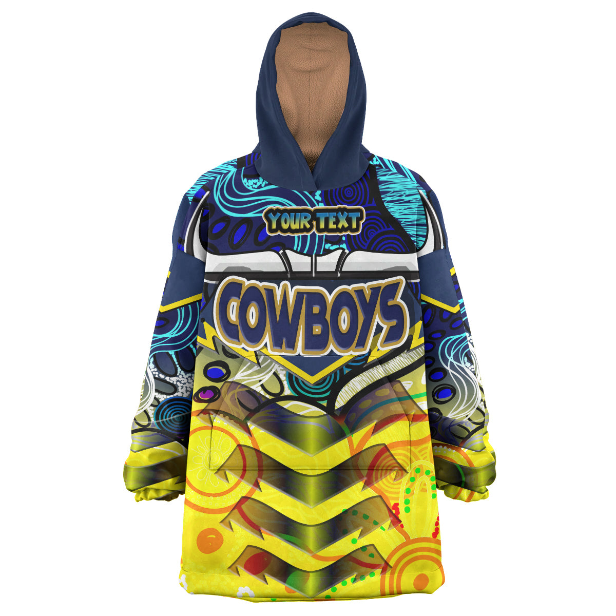 cowboys-rugby-snug-hoodie-custom-cow-horn-with-aboriginal-contemporary-dot-painting-pattern-oodie-blanket