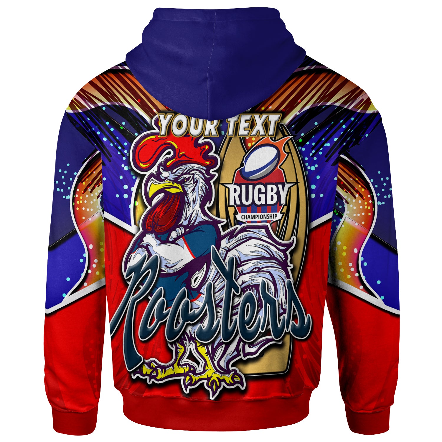 roosters-rugby-hoodie-custom-rooster-mascot-with-cup-nrl-grand-final-player-and-number-hoodie