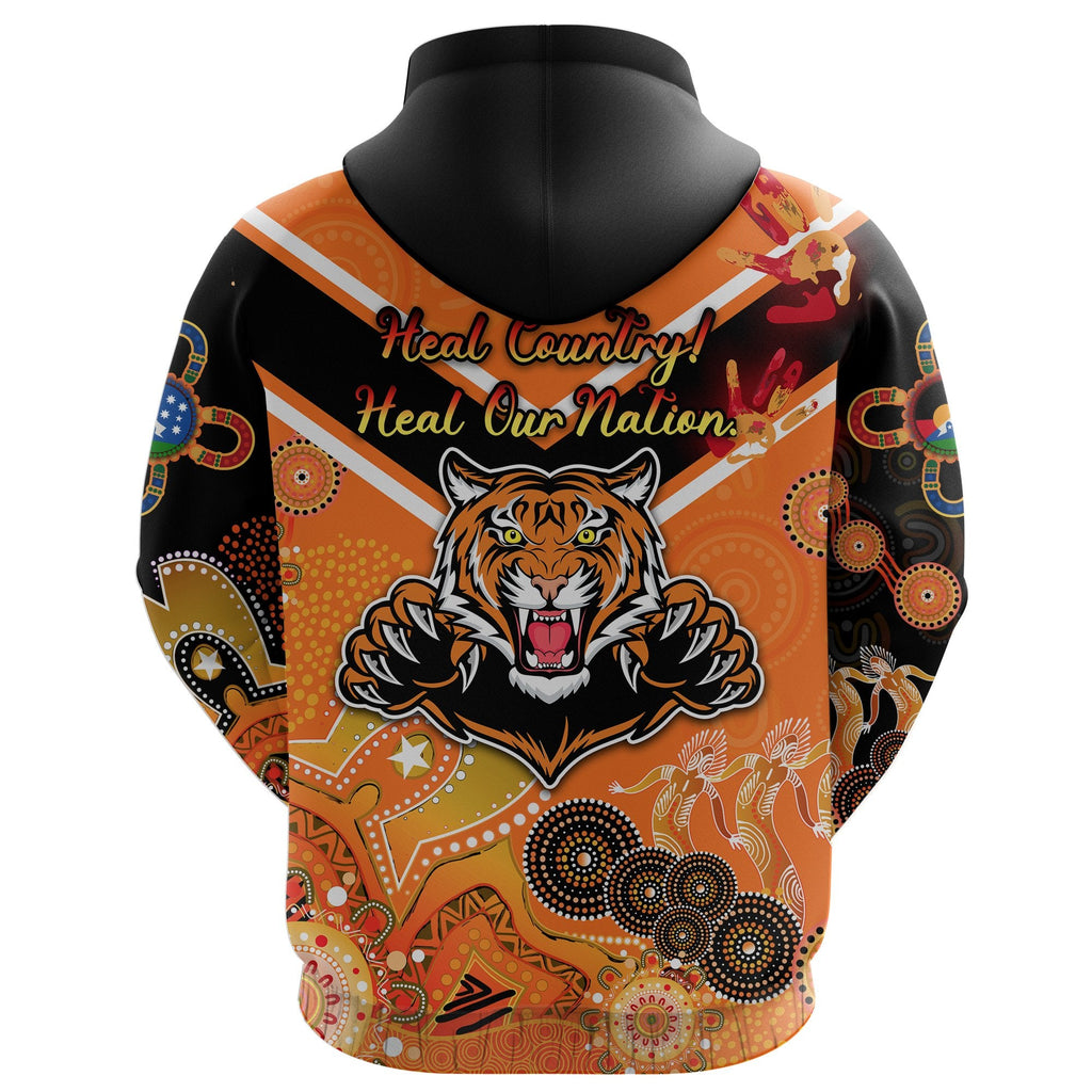 Wests Hoodie Tigers Indigenous Naidoc Heal Country! Heal Our Nation - Orange NO.1