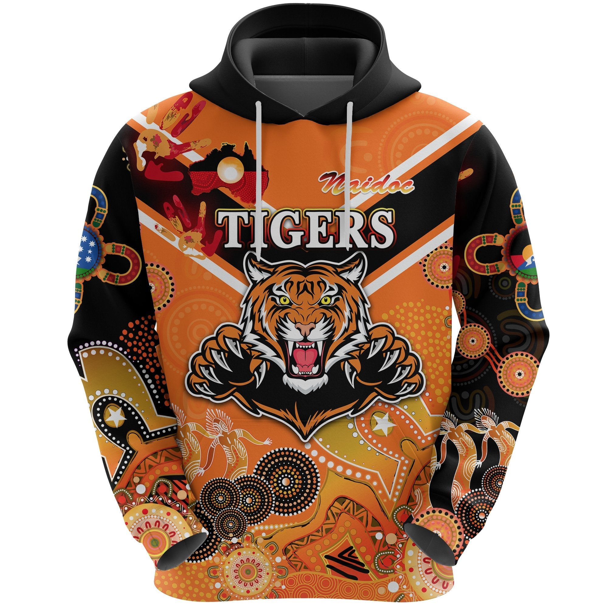 Wests Hoodie Tigers Indigenous Naidoc Heal Country! Heal Our Nation - Orange NO.1