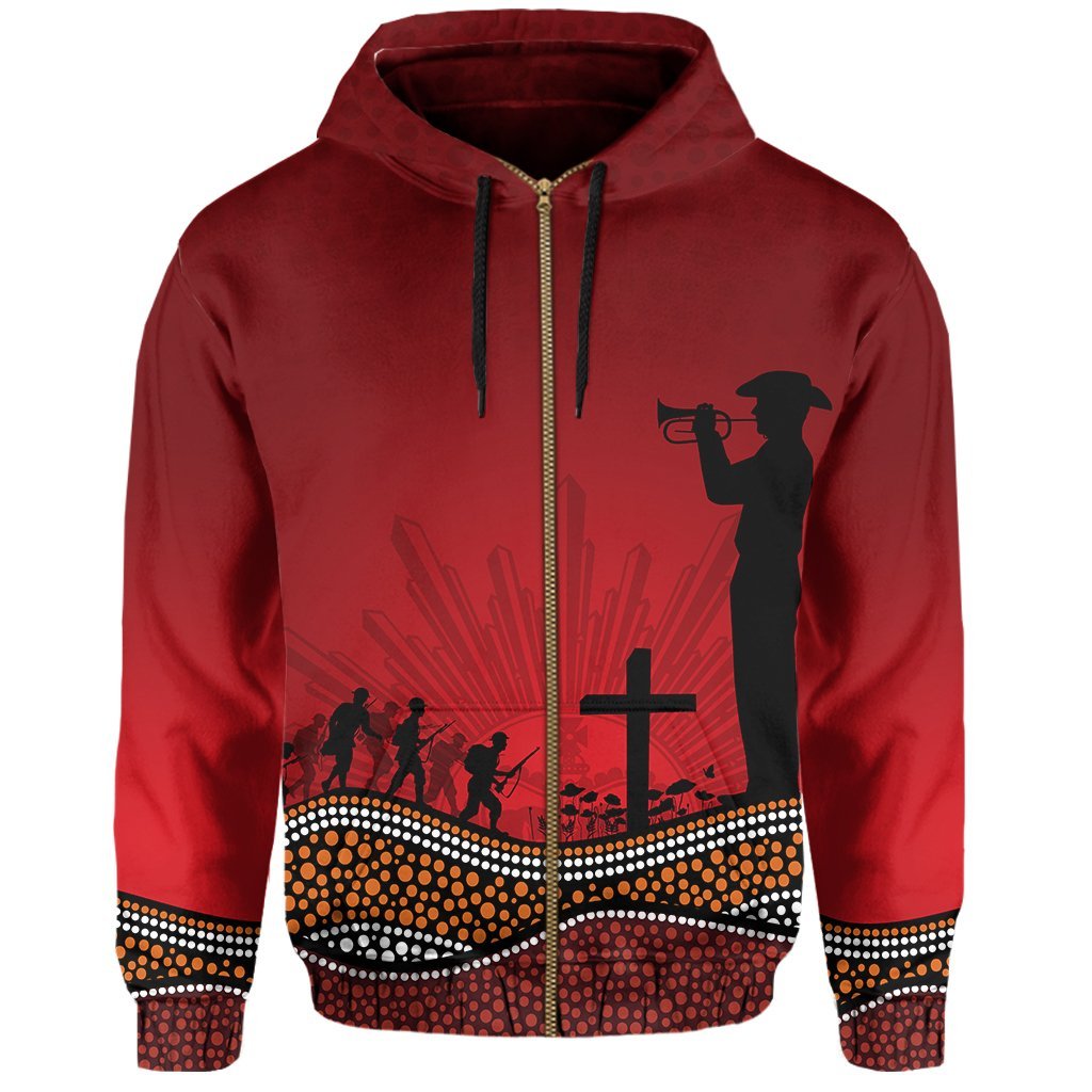 Zipper Hoodie Anzac Day Our Heroes - Nhi Style - Red
