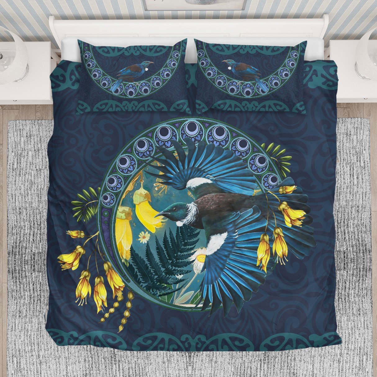 new-zealand-kowhai-bedding-set-tui-bird-duvet-cover-and-pillow-case-4