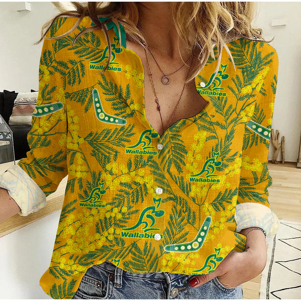custom-personalised-wallabies-rugby-women-casual-shirt-golden-wattle-aboriginal-boomerang-style-hawaii