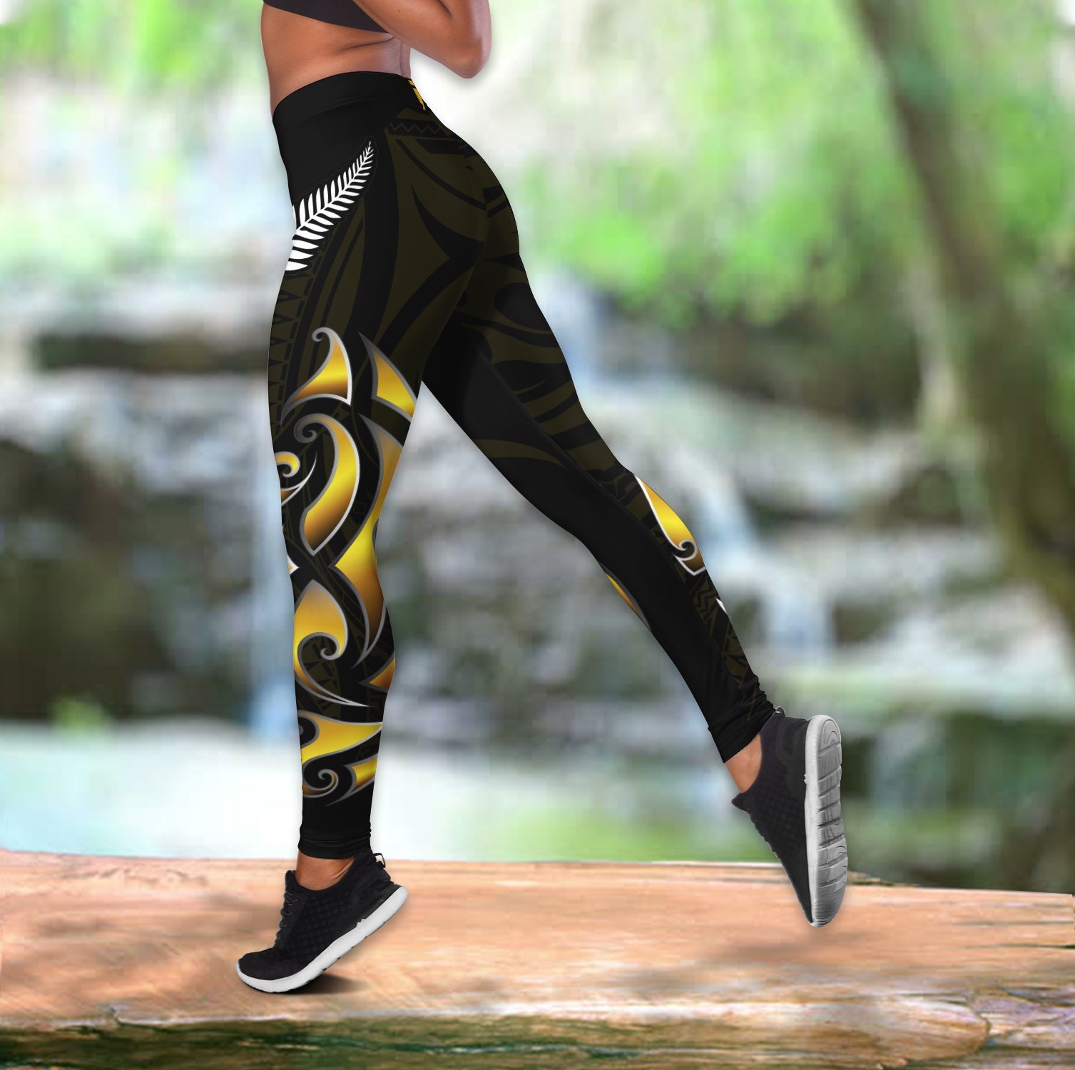 new-zealand-maori-women-leggings-simple-love-gold