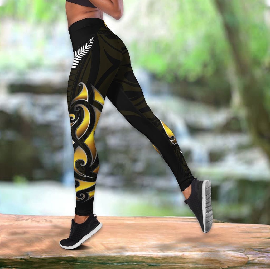 new-zealand-maori-women-leggings-simple-love-gold