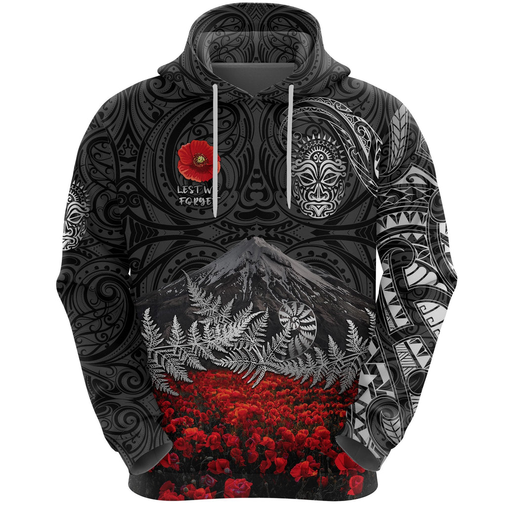 Warriors Rugby Custom Hoodie New Zealand Mount Taranaki Anzac Vibes Black