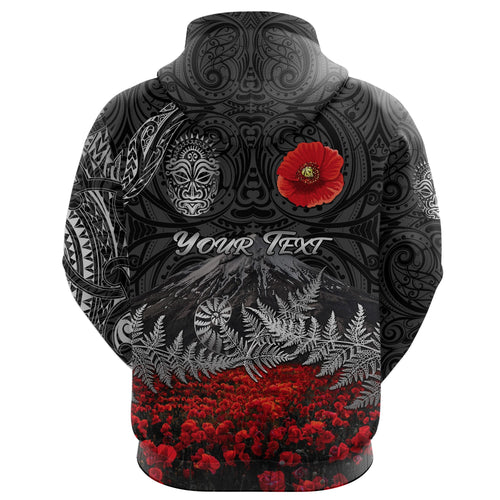 custom-personalised-warriors-rugby-hoodie-new-zealand-mount-taranaki-with-poppy-flowers-anzac-vibes-black