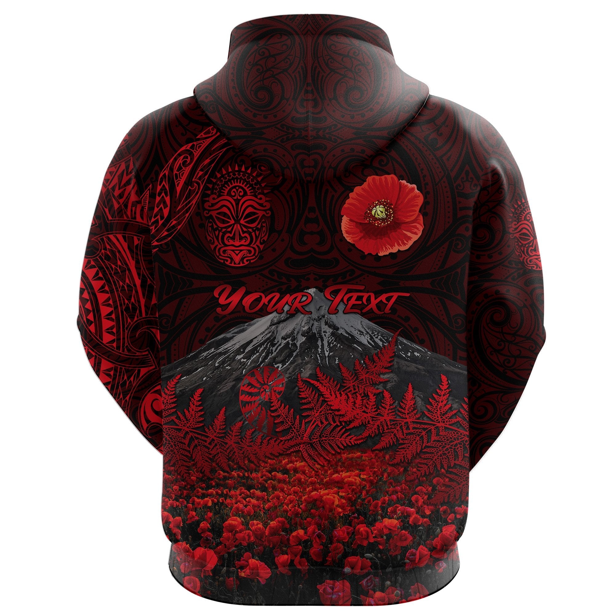 custom-personalised-warriors-rugby-hoodie-new-zealand-mount-taranaki-with-poppy-flowers-anzac-vibes-2