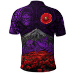 warriors-rugby-polo-shirt-new-zealand-mount-taranaki-with-poppy-flowers-anzac-vibes-purple-2