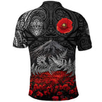 warriors-rugby-polo-shirt-new-zealand-mount-taranaki-with-poppy-flowers-anzac-vibes-black-3