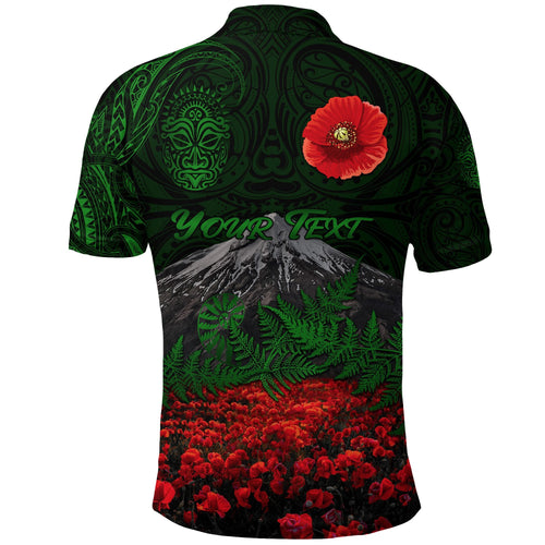 custom-personalised-warriors-rugby-polo-shirt-new-zealand-mount-taranaki-with-poppy-flowers-anzac-vibes-green-1