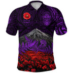 warriors-rugby-polo-shirt-new-zealand-mount-taranaki-with-poppy-flowers-anzac-vibes-purple-2