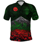 custom-personalised-warriors-rugby-polo-shirt-new-zealand-mount-taranaki-with-poppy-flowers-anzac-vibes-green-2